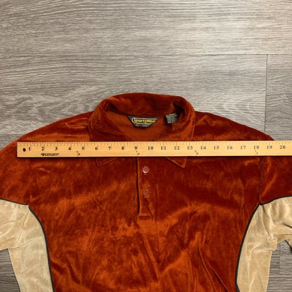 Vintage Sears Sportswear Velour Two Tone Elastic Waist Polo Shirt Sz. L - Picture 6 of 10